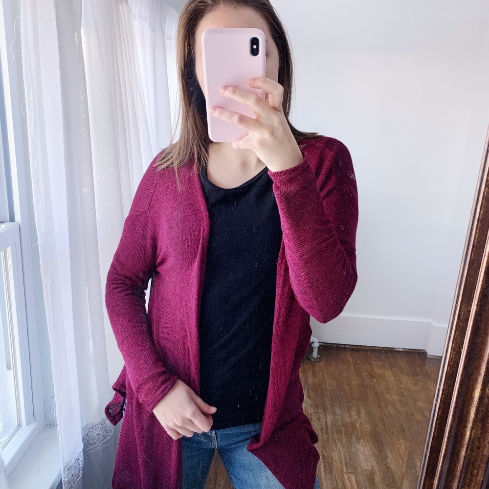 H&M XS Burgundy Lightweight Cardigan Sweater